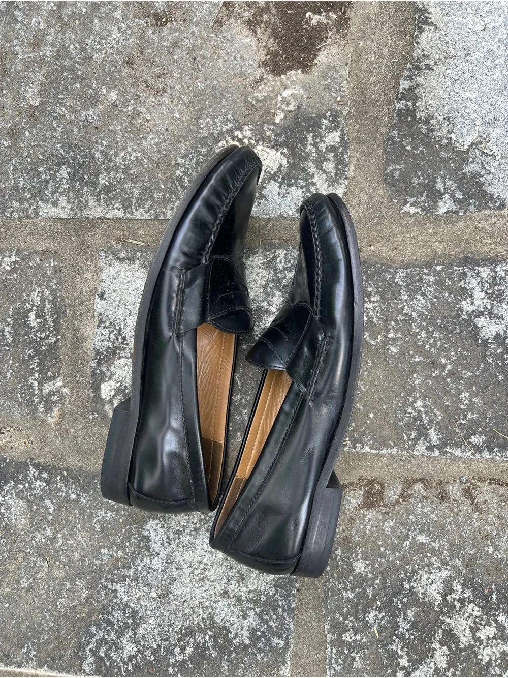 Cole Haan Black Leather Slip-On Penny Loafers